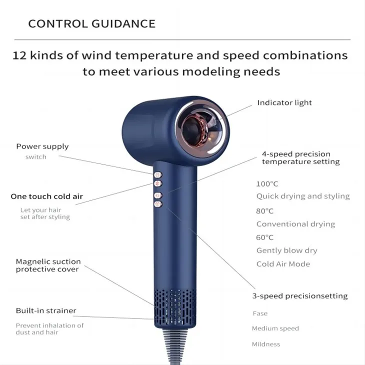 デジタル温度制御付きヘアドライヤー